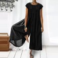 thumbnail image 2 of HBFAGFB Combinaison pour Femmes Col Ras du Cou à Fermeture Éclair Manches Courtes Ample et Légère Combinaisons Noir Taille TG, 2 of 5