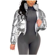 EGNMCR Womens Long Puffer Coat, Long Sleeve Padded Winter Down Coats, Hooded Parka Jacket Fashion Women Coat Long Jacket Winter Long Sleeve Down Cotton Waistcoat Women Coat
