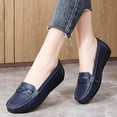 thumbnail image 2 of LOVZFMLL Mocassins Penny pour Femmes Classiques Slip On Chaussures Plates pour Travail de Bureau Décontracté Confortables à Bout Rond Ballerines Habillées Bleu Foncé 7,5, 2 of 7