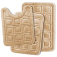 thumbnail image 1 of Clara Clark Bathroom Rugs, Velvet Memory Foam Bath Mat, Ultra Soft Non Slip and Absorbent - Waffled - Set Small, Large & Contour - Beige, 1 of 6