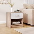 thumbnail image 4 of Costway Modern Nightstand Bedside Table with Drawer Open Storage Shelf for Small Spaces Natural&White, 4 of 10