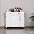 thumbnail image 4 of Costway Kitchen Trolley Island Utility Cart Wood Top Rolling Storage Cabinet Drawers, 4 of 10