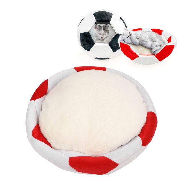 Animal de Compagnie Lit Troglodyte, Hiver Chaud Forme de Football Semi Fermé Simple But Chat pour Chats Chatons Chiots Petits Animaux de Compagnie