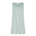 thumbnail image 4 of Penkiiy Robe Courte Sans Manches à Rayures Imprimées à Boutons avec Bretelles pour Femme, Poches, Mini Tunique, Robe Débardeur avec Double Poche, P Vert, 4 of 6