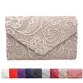 thumbnail image 1 of CHOK Lace Floral Envelope Handbag Evening Bag Wedding Bride Party Bag Coin Purses-White, 1 of 4