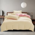 thumbnail image 4 of FHBVT All-Season Bedding Set, 4-Piece Washable Solid Color Bed Sheet, Duvet Cover, and Pillowcases, Soft Cotton Blend, Available in Light Blue, Pink, Red, Yellow, and More for Stylish Bedrooms, 4 of 9