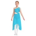 thumbnail image 1 of Moggemol Robe de Danse Ballet Lyrique pour Filles, une Épaule Sans Manches, Découpe Haute et Basse, Robe en Maille Fluide, Bleu Clair 8, 1 of 7