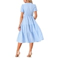 thumbnail image 3 of INSPIRE CHIC Women's Gingham Dress Summer Ruffle Trim V Neck Button Decor Flowy Midi Dresses S Blue, 3 of 6