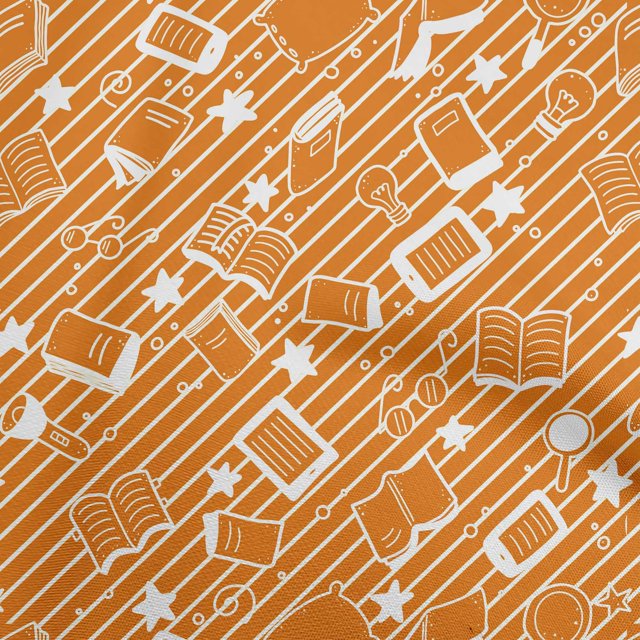 oneOone Polyester Spandex Orange Fabric Kids Craft Projects Decor Fabric Printed By The Yard 56 Inch Wide