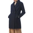 thumbnail image 1 of INSPIRE CHIC Women's Double Breasted Lapel Raglan Long Sleeve Mid Length Overcoat, 1 of 6