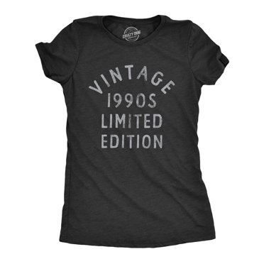 T-shirt Vintage pour Femmes des Années 1990 en Édition Limitée, Drôle et Cool, Thème 1990, T-Shirt Classique pour Dames (Noir Chiné) - M