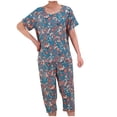 thumbnail image 1 of Pisexur Ensembles de Pyjama pour Femmes 2 Pcs Boho à Imprimé Floral Chemises de Nuit en Coton pour Femmes Décontractées Col Rond T-Shirts à Manches Courtes Hauts et Pantalons de Détente Longueur Genou Pyjamas Grande Taille pour Femmes Ensemble TG-4TG, 1 of 3