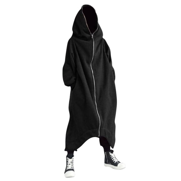 Men's Solid Color Personality Dark Style Full Body Zipper Long Hooded Sweater Jacket Mens Thick Sweatshirt Mens Zip up Hoodie Sweatshirt 50/50 Hoodie Boys Hoodie Mens Pullover Hoodie Sweatshirt Young