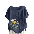 thumbnail image 1 of CHUANK Chemises pour Femmes Dames Liquidation T-Shirts d'Été Décontractés pour Femmes Col Rond Manches Courtes Imprimé Floral Chemise Ample Hauts, 1 of 5