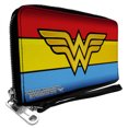 thumbnail image 1 of Wonder Woman Logo Striped PU Leather Zip Around Wallet, 1 of 5