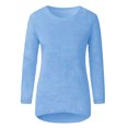 thumbnail image 3 of Innerwin Hauts en Tricot Manches Longues Femme Chandail Décontracté Col Rond Tunique Ample Blouse Bleu Lac S, 3 of 7