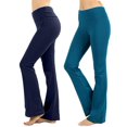 thumbnail image 1 of CHUANK Womens & Plus Stretch Cotton Fold-Over High Waist Bootcut Workout Flared Yoga Pants, 1 of 4