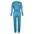 thumbnail image 5 of Mrat Beach Outfits for Women 2 Piece Jogging Sets Solid Polyester Long Sleeve Sweatsuits Sets Two Piece Track Suits Drawstring High Waist Pants Set Comfy Outfits N-Sky Blue L, 5 of 5