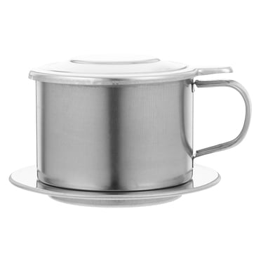 Cafetière Filtre à Goutte à Goutte en Acier Inoxydable pour Café Vietnamien pour la Maison et le Bureau, Réutilisable, Cafetière à Portion Individuelle, Cafetière Portable avec Poignée et Couvercle