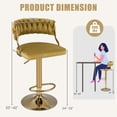 thumbnail image 3 of Costway Swivel Velvet Bar Stools Set of 2 Upholstered Adjustable Woven Backrest Yellow, 3 of 8