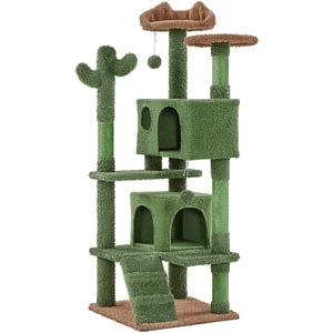 Yaheetech Cactus Tour de l'arbre de chat avec postes de scratching Sisal, condos, rampe, vert/brun