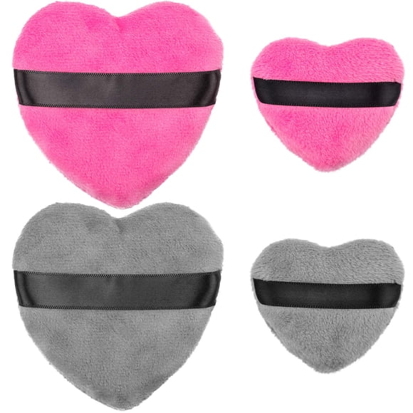 4PCS Makeup Blendiful Puffs, Cotton Powder Puff, Makeup Tool Beauty Sponges Blender Cleanser, in Love Shape with Strap, for Cosmetic