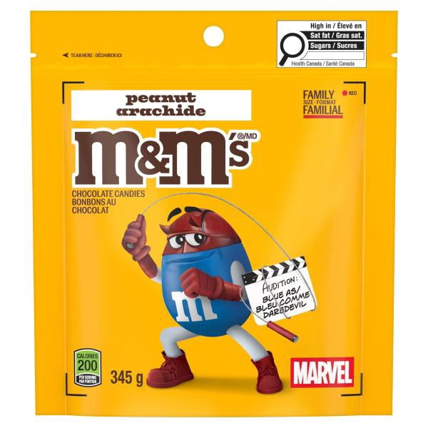 M&M'S, Peanut Milk Chocolate Candies, Family Bag, 345g