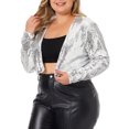 thumbnail image 4 of GRACE & GRANDEUR Grande Taille pour Femmes Veste à Paillettes Fête Ouverte devant Boléro à Manches Longues Veste Courte Argent 4X, 4 of 5
