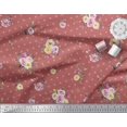thumbnail image 3 of Soimoi Orange Poly Georgette Fabric Leaves,Small Circle & Floral Printed Fabric 1 Yard 42 Inch Wide, 3 of 3