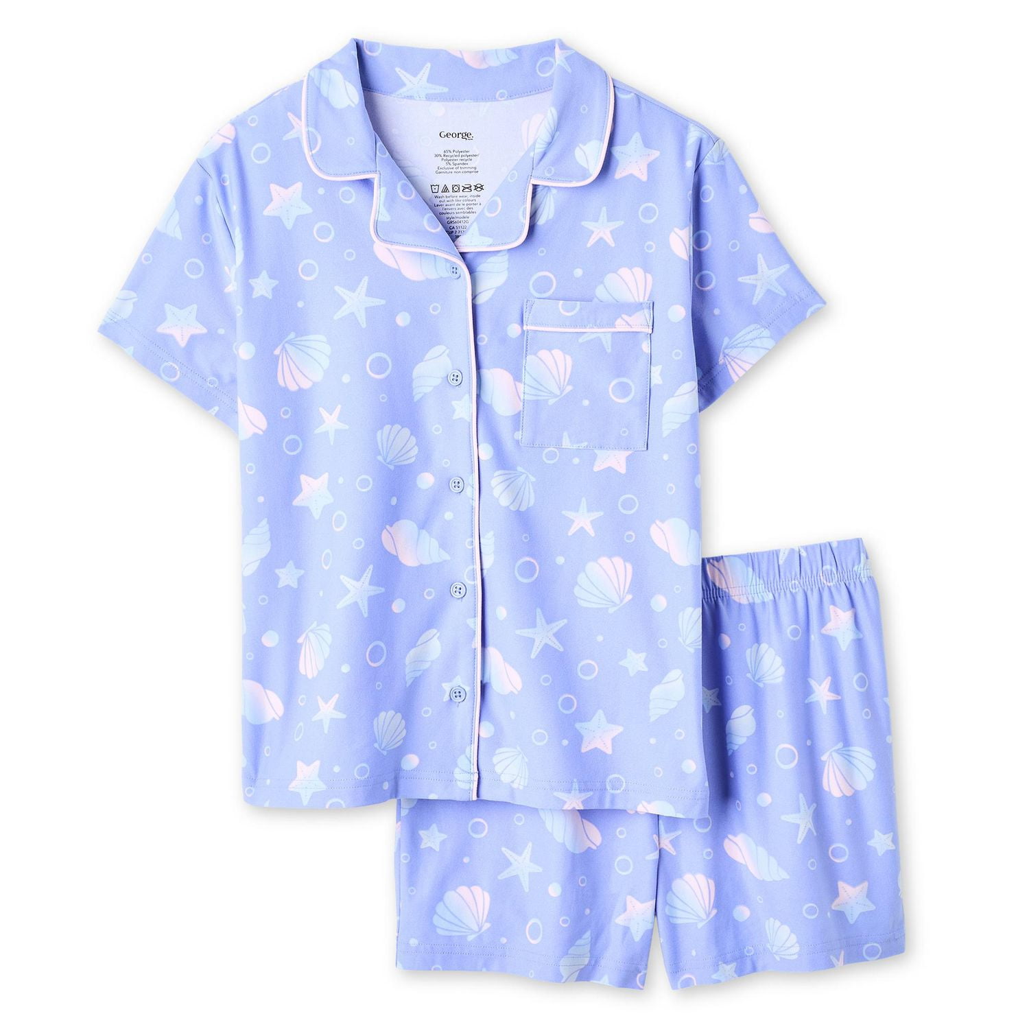 George Girls' Two Piece Lush Knit Pajama Set
