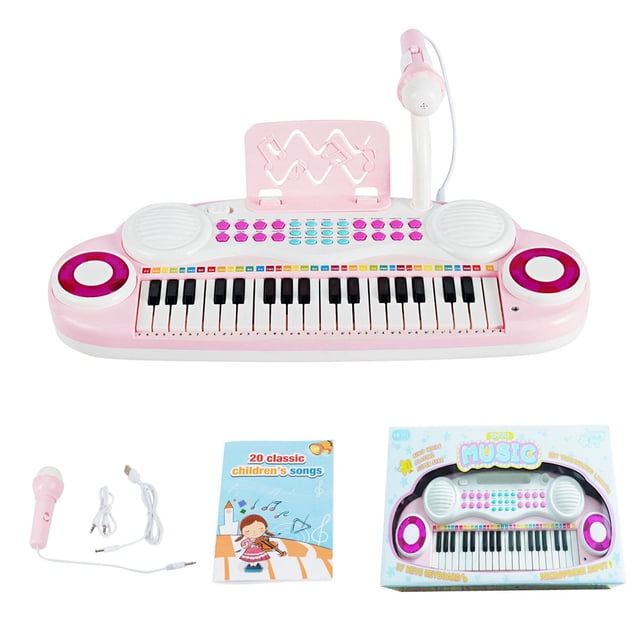 Costway Piano à Clavier 37 Touches Instrument de Musique Électronique Rose