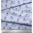 thumbnail image 3 of Soimoi Cotton Poplin Fabric Picket Fence & Bird Artistic Printed Craft Fabric by the Yard 56 Inch Wide, 3 of 3