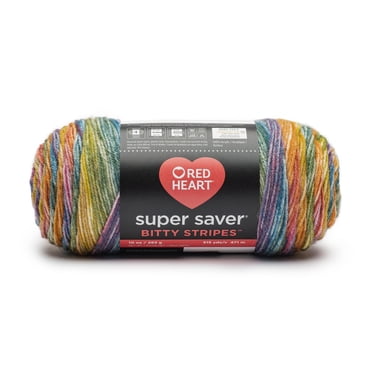 Red Heart® Super Saver® Bitty Stripes™ Fil, Acrylique #4 Moyen, 10oz/283g, 515yd