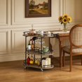 thumbnail image 3 of Garvee Bar Serving Cart with 3 Tier Storage Shelves, Wine Rack, Glass Holder, Black and Gray, 3 of 8