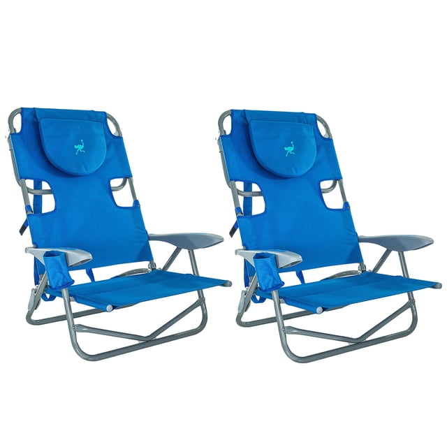 Ostrich Chaise Longue d'Extérieur à Dossier Inclinable 5 Positions pour la Plage (Lot de 2)