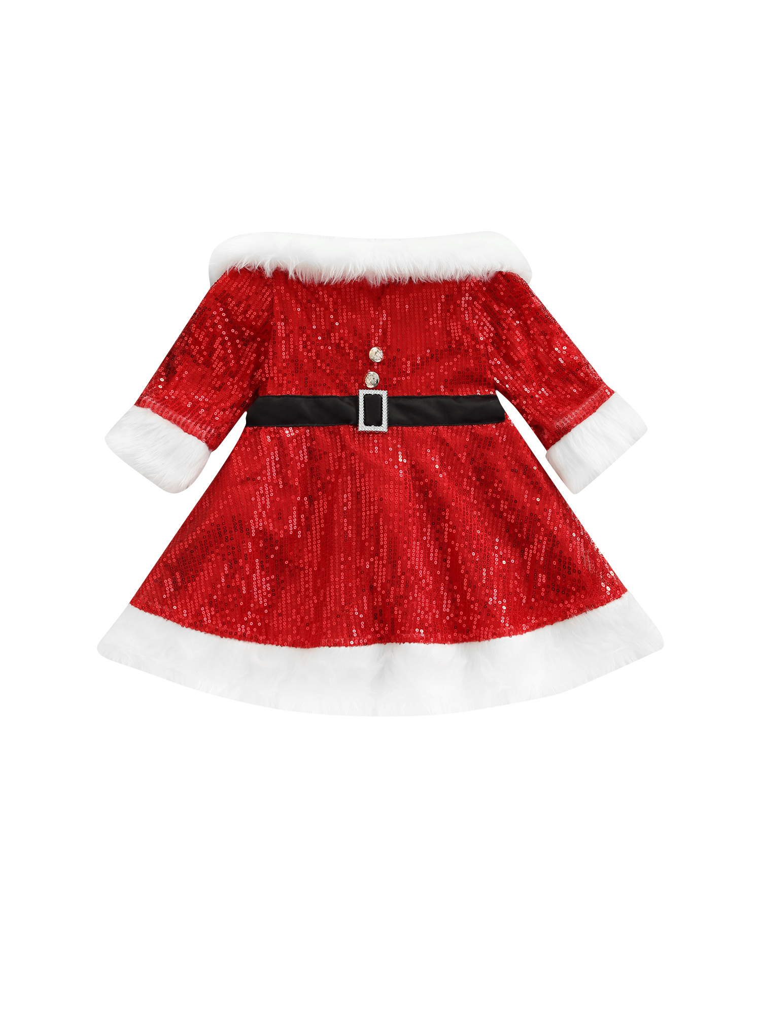 FOCUSNORM Christmas Kids Girls Sequin Dress, Long Sleeve Off Shoulder Rhinestone Dress