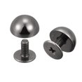 thumbnail image 1 of Unique Bargains Rivets à Visser 10x6mm Tête Ronde en Cuir Noir Lot de 20, 1 of 5