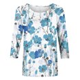 thumbnail image 4 of Pompotops T-shirt Ample Imprimé pour Femme Blouse à Manches 3/4 Col Rond Hauts Décontractés Liquidation, 4 of 5