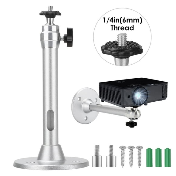 EIGTHTAIL Universal Projector Wall Ceiling Mount Hanger 360 Degree Rotatable Head Fit for Most Home and Office Projector Silver