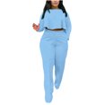 thumbnail image 1 of Ensemble à Capuchon 2 Pcs pour Femmes 2023 Mode Printemps/été Nouvelle Robe Combinaison de Couleur Unie avec Ceinture en Liquidation, 1 of 5