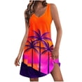 thumbnail image 1 of Penkiiy Robe d'Été Décontractée pour Femme avec Poches, Robe Bohème de Plage d'Été, Robe T-Shirt à Fleurs, Col en V, Robe Débardeur Ample, S Orange, 1 of 6