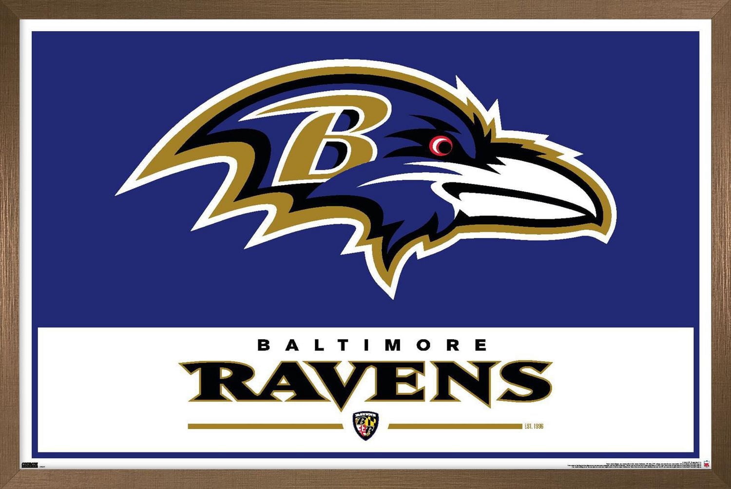 NFL Baltimore Ravens - Logo 21 Wall Poster, 22.375" x 34" Framed