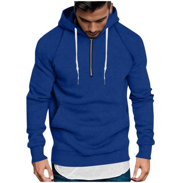 Mens Quarter Zip Hoodie, Drawstring Hooded Pullover Sweatshirt for Men Winter Warm Fleece Long Sleeve Hoodies Shirts with Pockets