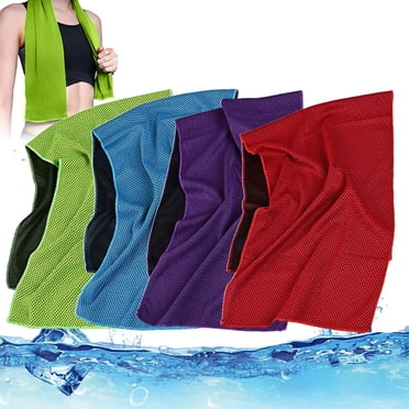 Serviette Rafraîchissante Pièce Serviette D\'entraînement Physique Serviette Rafraîchissante pour Refroidissement Instantané avec 4 Sacs Imperméables Serviette de Sport en Microfibre pour Camping Randonnée Yoga Golf Voyage 30*100cm