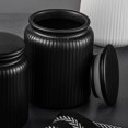 thumbnail image 2 of Thyme & Table, Medium Ceramic Black Ribbed Kitchen Organization Jar, Black, 2 of 6