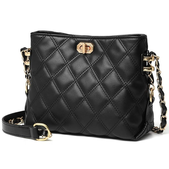 Small Crossbody Bags for Women Quilted Shoulder Purses and Handbags Black