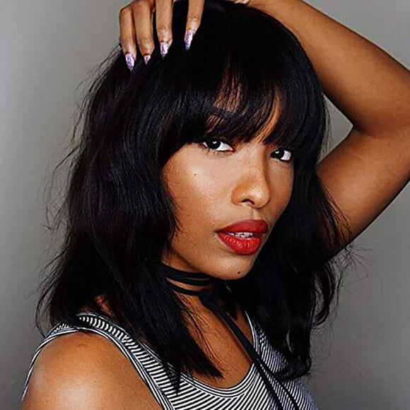 RKSTN Wigs Human Hair Black Short Wave Curly Hair Wig Synthetic Water Wave Curly Hair Wigs Fashion Glueless Wigs