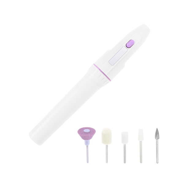 Mini Portable Electric Nail File Art Drill Kit Polisher White ABS Metal 1 Set
