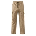 thumbnail image 3 of Men's Four Seasons Street Men Pants Leisure Sports Multi Pocket Work Pants with Phone Pocket Foot Mouth Cap Rope Chef Work Pants Waist Lace Up Patchwork Ribbon Standard Woven Cargo Trousers, 3 of 5