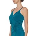 thumbnail image 2 of CALVIN KLEIN Robe de Cocktail Longue pour Femmes, Bleu Sarcelle, Extensible, Froncée, à Fermeture Éclair, Ornée de Bretelles, en Tricot Jersey, à Bretelles Spaghetti, Encolure Superposée, 8, 2 of 3